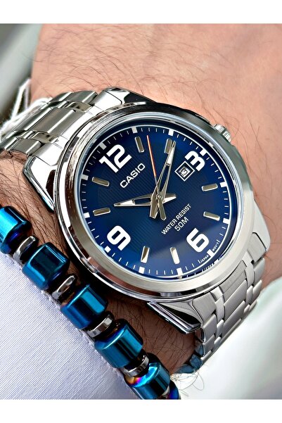 Casio Silver Silver Color Steel Strap Original Sports Metal Men's Wristwatch + Bracelet Gift