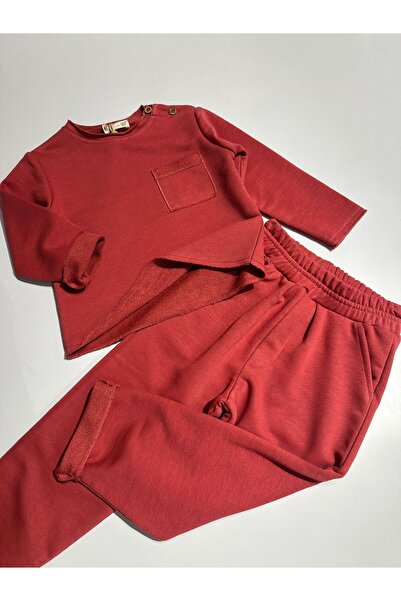 BOBBY JR KİDSWEAR Set hanorac și pantaloni pentru băieți, floare de rodie