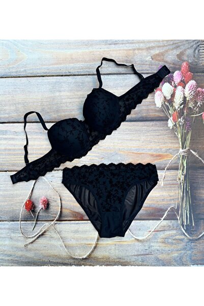 mikam SET DE SUtien MODEL BRODAT CU CATIFĂ DE CATIFĂ