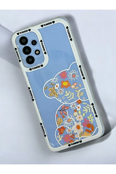 Merwish Transparent Case with Flower Tedy Pattern 0.2 mm Camera Protection Compatible with Samsung Galaxy A13 and A23