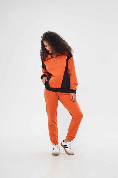 ESPOİRPLUS Orange Oversize Set - Half Zipper, Raised, 100% Cotton