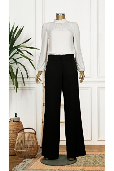 Doque 59056 Önden Çift Düğmeli Bol Paça Pantolon Qys Pantolon 59056 #23-04#