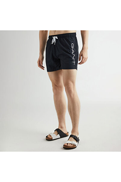 Gant Erkek Siyah Regular Fit Logolu Mayo Şort