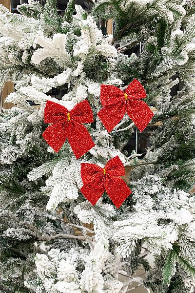 Yusuf Dirik YD Party Supplies Christmas Tree Ornament Red Sequin Bow 3 Pieces 12 cm
