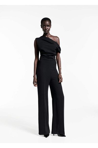MANGO Woman Salopetă asimetrică cu detaliu draperie