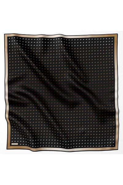 Armine Μεταξωτό Φουλάρι Nostalgia - 8936-02 Μαύρο Καφέ Twill