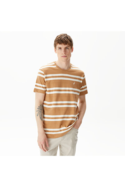 Nautica Ανδρικό μπλουζάκι με κοντό μανίκι σε μπεζ χρώμα