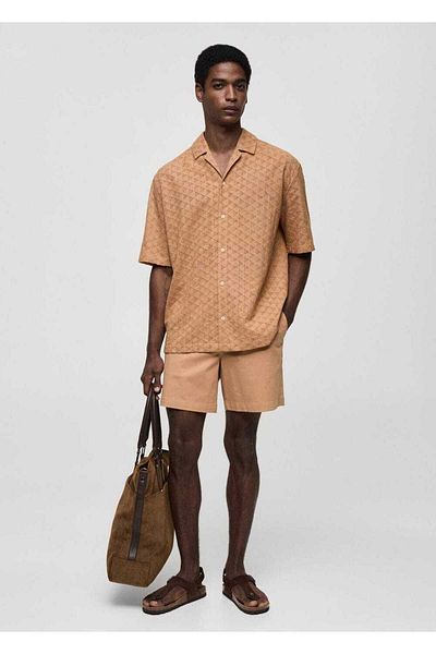 MANGO Man 100% Cotton Embroidered Shirt