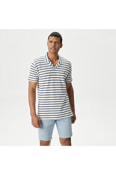 Nautica Erkek Lacivert Classic Fit Kısa Kollu Çizgili Polo Yaka T-Shirt