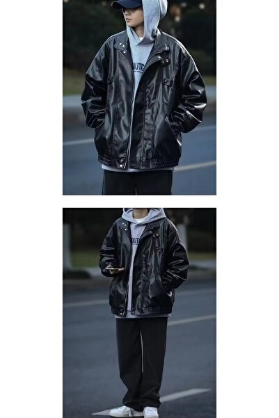 NYC GİYİM TEKSTİL Hakiki Koyun Deri Ultra Ovarsize Unisex Hip Hop Ceket Tarzı Mont