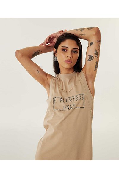 Twist Gekämmtes Slogan-Kleid