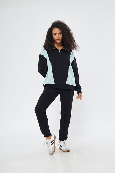 ESPOİRPLUS Water Green Oversize Set - Half Zipper, Raised, 100% Cotton