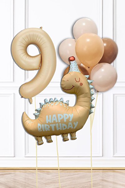 PEKSHOP Retro Dinazor Tema Yaş Balonlu Doğum Günü Balon Zinciri Seti Retro Di...