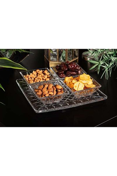 ROY KING Chester 4-Piece Glass Bowl with Plate
