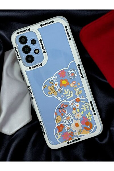 Merwish Transparent Case with Flower Tedy Pattern 0.2 mm Camera Protection Compatible with Samsung Galaxy A13 and A23