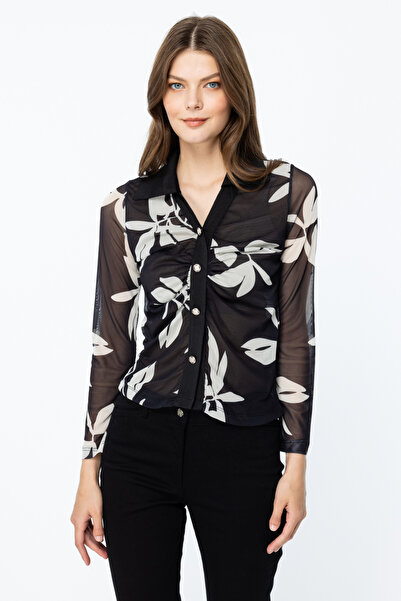 ON Kendinden Desenli Tül Gömlek