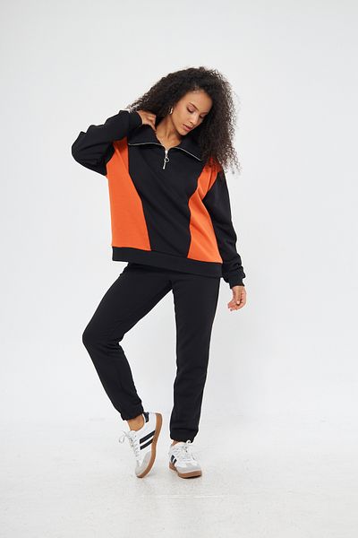 ESPOİRPLUS Siysh Orange - Oversize Set with Half Zipper, Raised, 100% Cotton