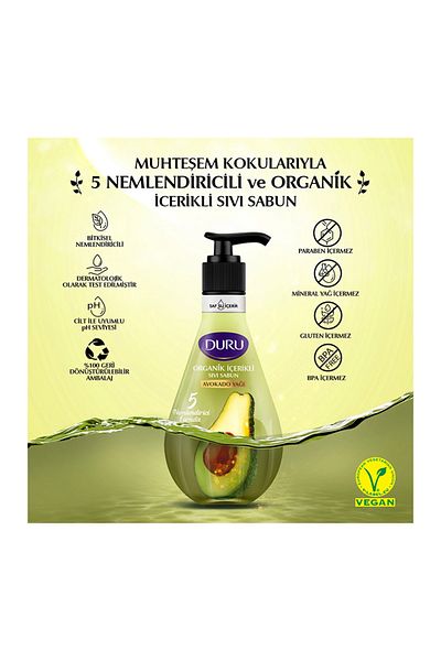 Duru 500ml Avocado Shaped Organic Liquid Soap