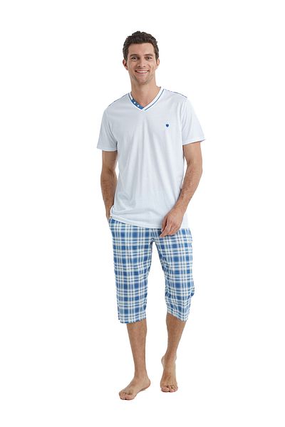 Blackspade ΜΟΝΤΑΛΙΚΟ ΒΑΜΒΑΚΙ V-NECK ΚΟΝΤΟΜΑΝΙΚΙ ΑΝΔΡΙΚΟ ΣΕΤ ΠΥΖΑΜΑ ΚΑΠΡΙ