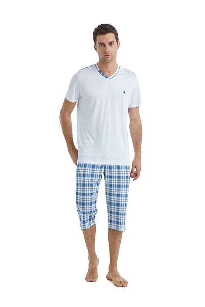 Blackspade ΜΟΝΤΑΛΙΚΟ ΒΑΜΒΑΚΙ V-NECK ΚΟΝΤΟΜΑΝΙΚΙ ΑΝΔΡΙΚΟ ΣΕΤ ΠΥΖΑΜΑ ΚΑΠΡΙ