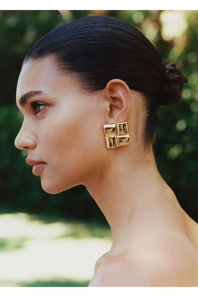 MANGO Woman Geometrische Relief-Ohrringe