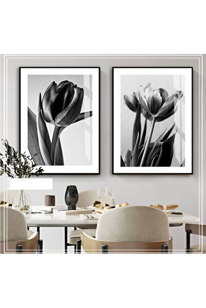 Harikabirev HARİKABİREV | COMBINAT DE FLORI ALB-NEGRU NOU 02 | TABLO DE STICL...