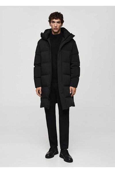 MANGO Man Μακρύ αδιάβροχο anorak με επένδυση από πούπουλα