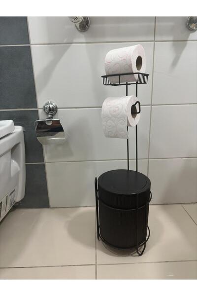 Feronyahome & Garden 5 Liter Trash Can Metal Toilet Paper Holder Black, Stainless, Specially Painted, Stylish and Functional