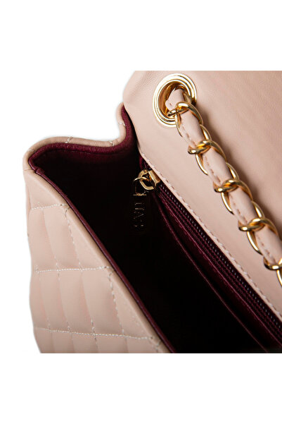 Nas Bag Quilted Women's Crossbody Bag - Chain Detailed, Powder