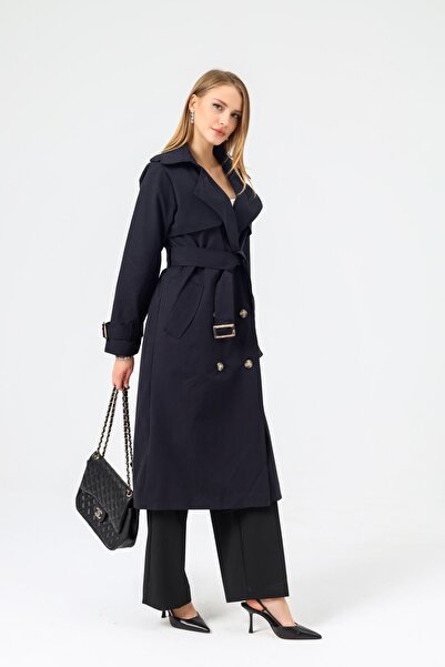 Dilek Aydın Atelier Kruvaze Yaka Bağcıklı Düğmeli Trençkot