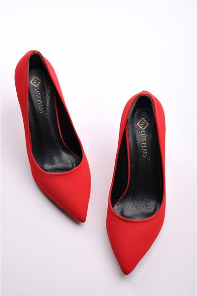 LuisPerry Red Suede Heeled Shoes Goblet Heeled Shoes Casual Shoes Red Suede Stiletto 9 Cm