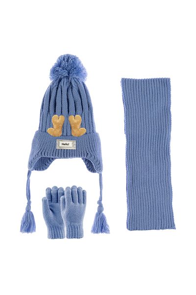 Kitti KİTTİ 1-4 ani Accesorii pentru bebeluși și copii pentru băieți și copii, eșarfă din lână, mănuși, set de 3