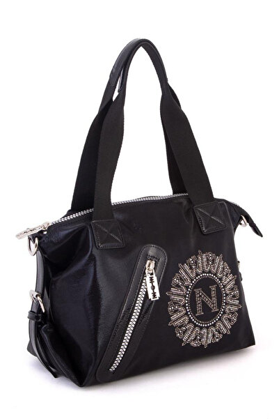 Nas Bag Kadın Taşlı Fermuarlı Şık Omuz Çantası Ve Ayarlanabilir Askılı Siyah ...