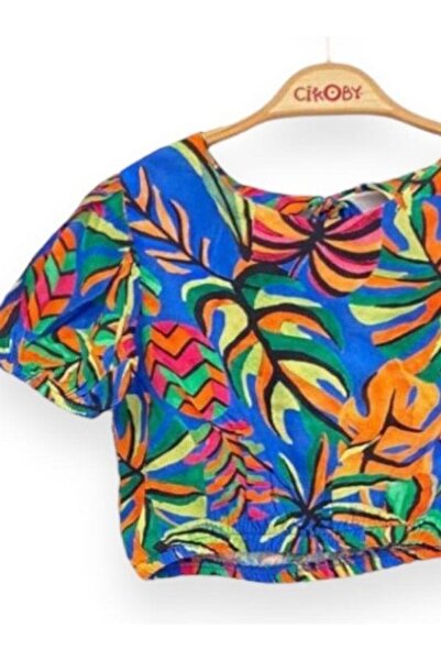 Çikoby Bluză crop cu modele pentru fete