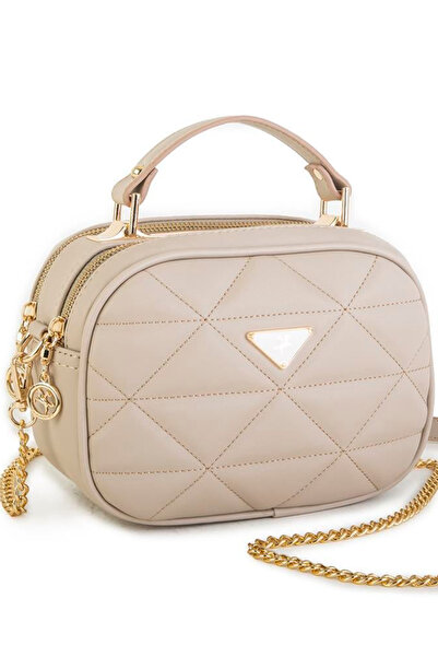 Nas Bag Γυναικεία τσάντα χιαστί με αλυσίδα σε χρώμα άμμου