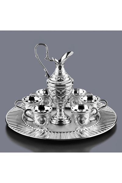 KT HOME 6-Person Zamzam Set - Decorative Kaf Cup and Tray with Jug