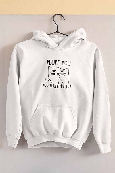 qoeuyl boutique Fluff You-You Fluff Fluff Unisex με κουκούλα Fun Cat Φούτερ με κουκούλα