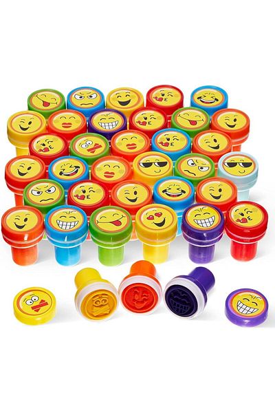 Bluoksweet 5 Pcs Kids Emoji Animal Toy School Book - Stamp Stamp Printing