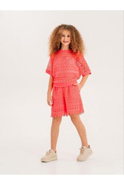 Zekids Bluză cu jumătate de mânecă cu dantelă pentru fete