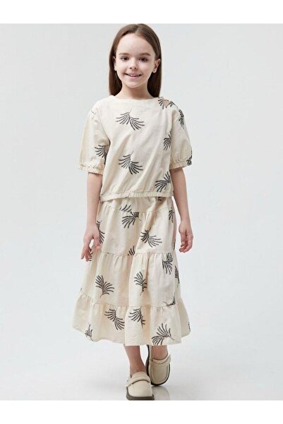 Escabel Κοριτσίστικη βαμβακερή μπλούζα με κέντημα με παράθυρο ώμου