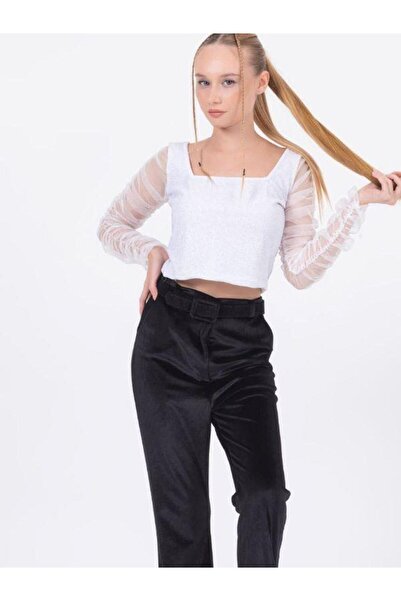 Zekids Κορίτσι - Μπλούζα από τούλι Glitter, Σχέδιο μανίκι με κορδόνι