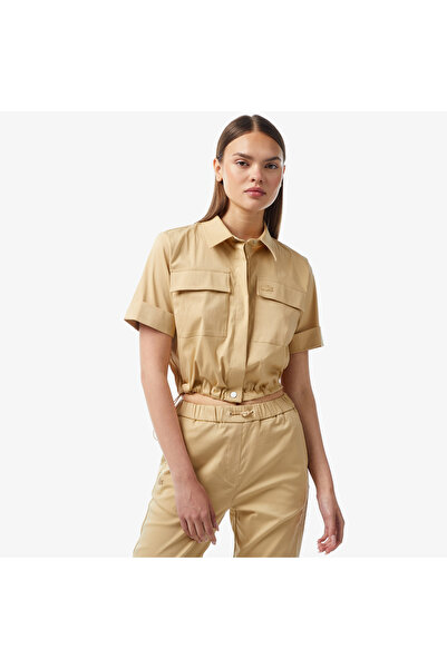 Lacoste Kadın Kısa Kollu Kahverengi Gömlek