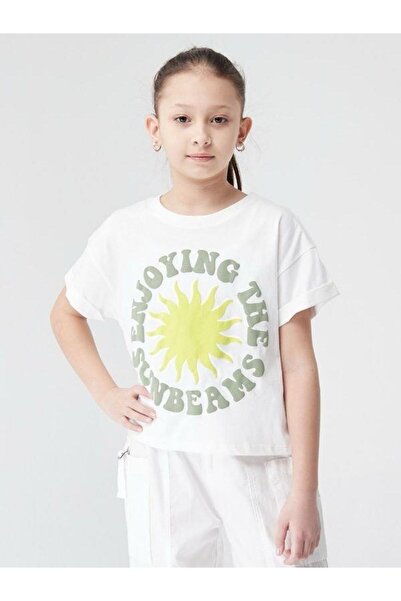 Escabel Βαμβακερή μπλούζα για κορίτσια με στάμπα Sun Relief