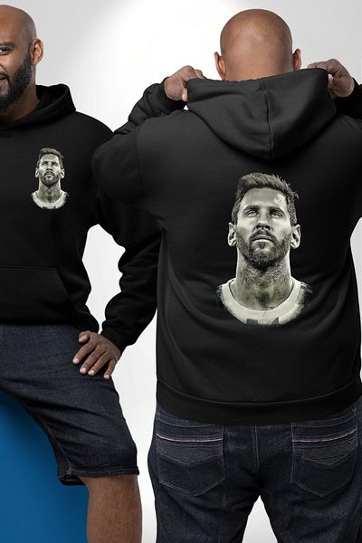 Angemiel Messi Sports Football Heroblack Hooded Pocket Back Printed Sweatshirt Women Men Unisex