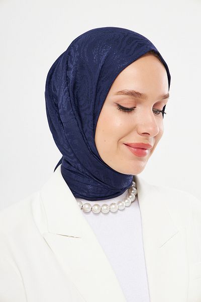 Scarf Gi Shine Zebra Jacquard Shawl - Σκούρο Μπλε Χρώμα