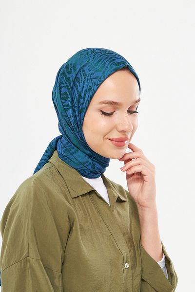 Scarf Şal Jacquard Diagonal Gi Shine Albastru Verde