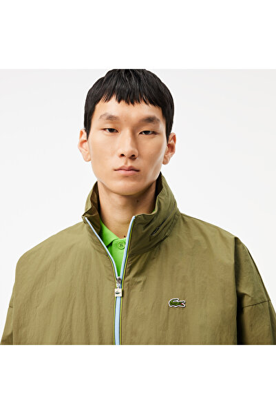 Lacoste Erkek Relaxed Fit Dik Yaka Haki Yağmurluk
