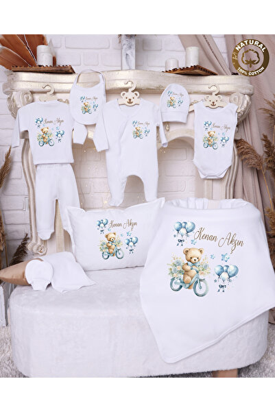 yzc home size dair... R07 İsme özel İsimli Baskılı Bebek 10lu Beyaz Hastane Ç...