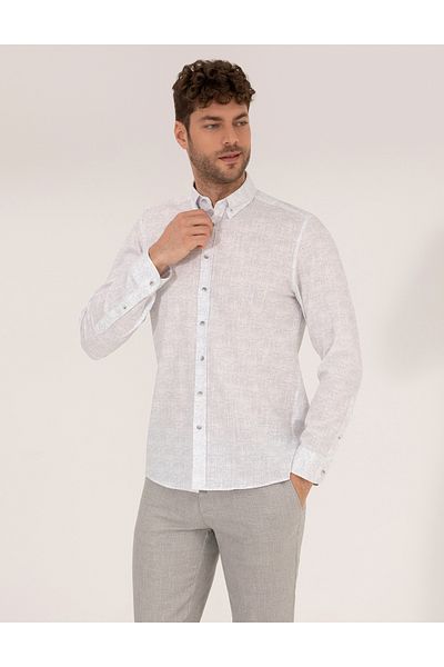 Pierre Cardin Ανοιχτό γκρι Slim Fit μακρυμάνικο πουκάμισο 50265072-vr001