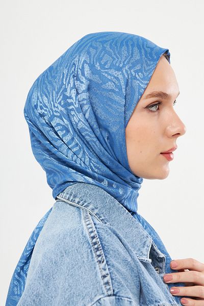Scarf Gi Shine Diagonale Jacquard Shawl - Indigo Blue -